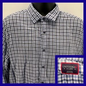 UNTUCKit Men's X-Large Regular Fit‎ Blue Gingham Button Down Shirt Cotton